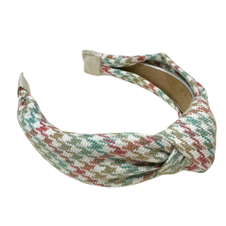 Pink Houndstooth Fabric Headband